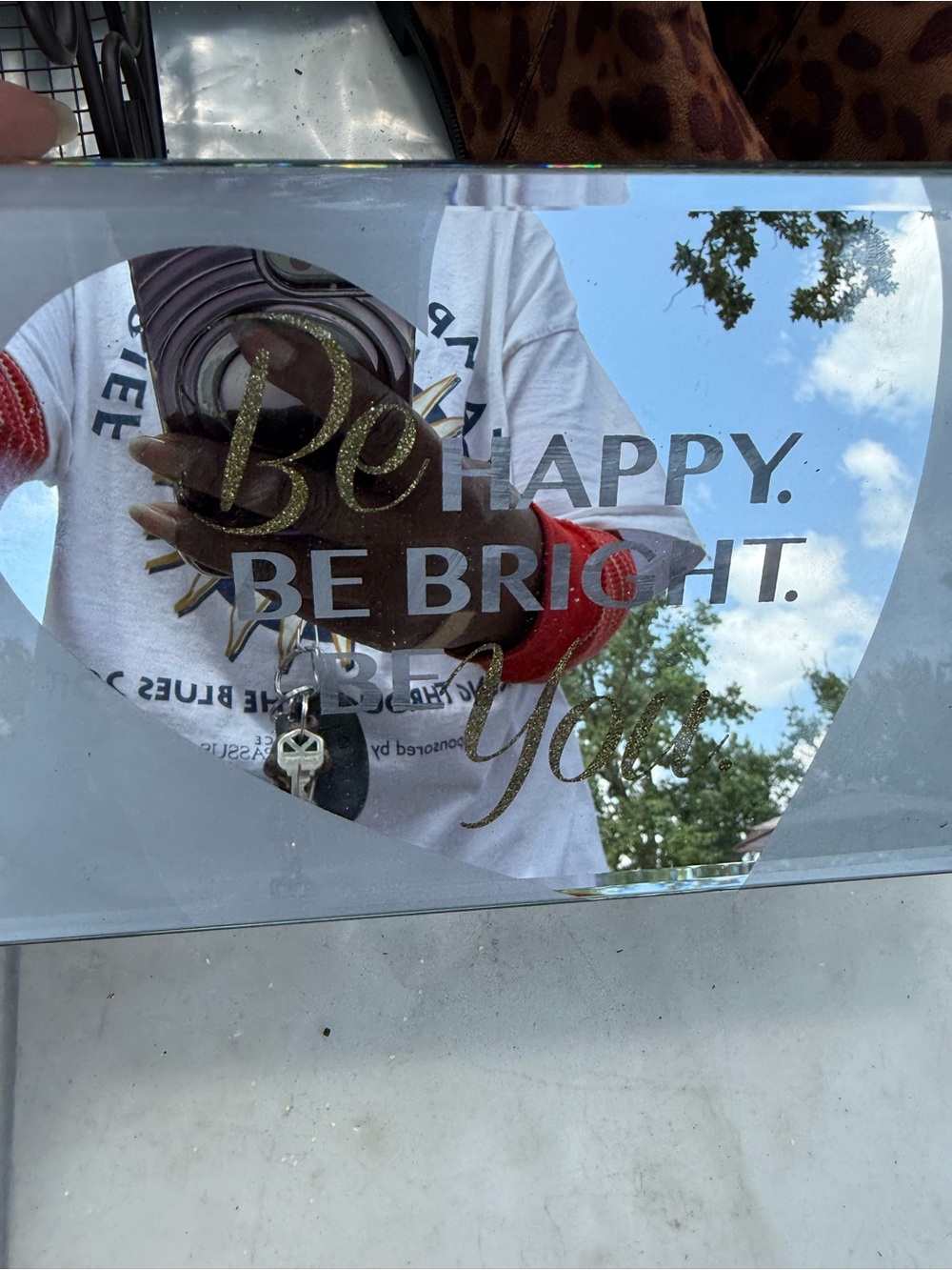 Be Happy Be Bright Be You Gold Accent Decorative Mirror jewelry box 🗃️